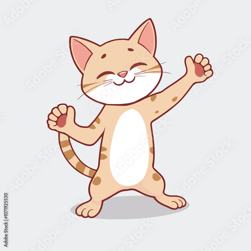 Playful yoga cat cartoon illustration.