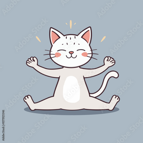 Playful yoga cat cartoon illustration.