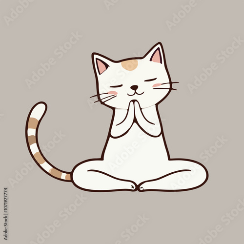 Playful yoga cat cartoon illustration.