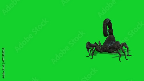 Green screen Scorpions or a very dangerous scorpions walk on green background.  photo