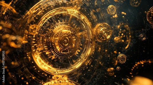 Wallpaper Mural Golden Gears Abstract Background Torontodigital.ca