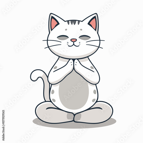 Playful yoga cat cartoon illustration.