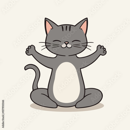 Playful yoga cat cartoon illustration.
