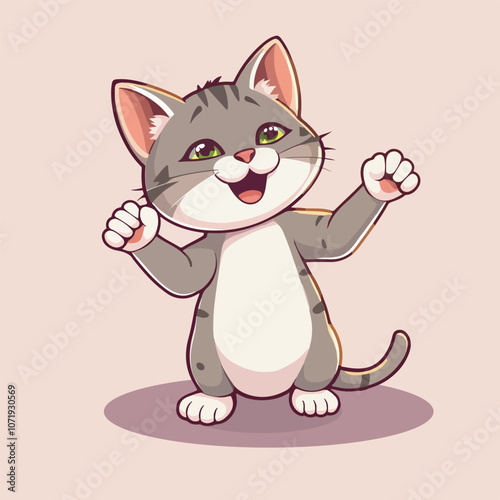 Playful yoga cat cartoon illustration.