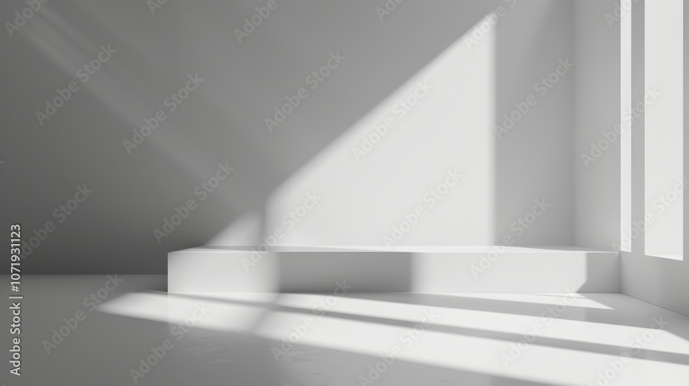 Obraz premium Minimalist White Room with Sunlight Streaming Through Window