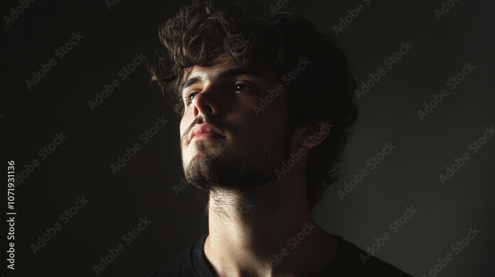 Minimalist Portrait of a Young Man in Low Light Minimalist Portrait of a Young Man in Low Light
