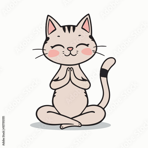 Playful yoga cat cartoon illustration.