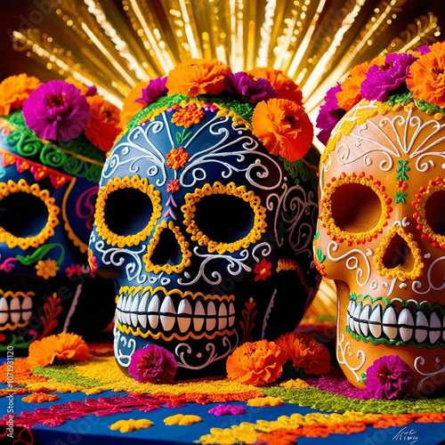skull with flowers