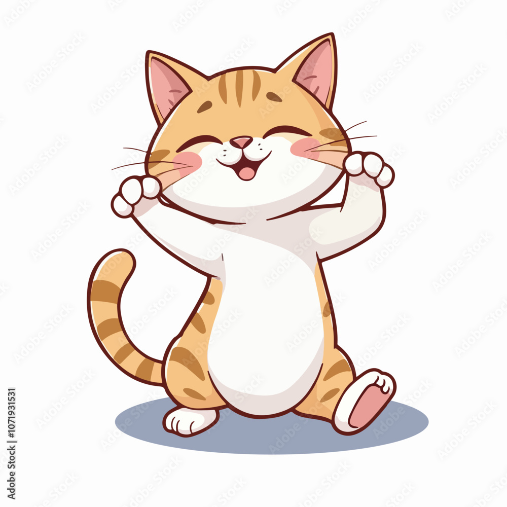 Obraz premium Playful yoga cat cartoon illustration.