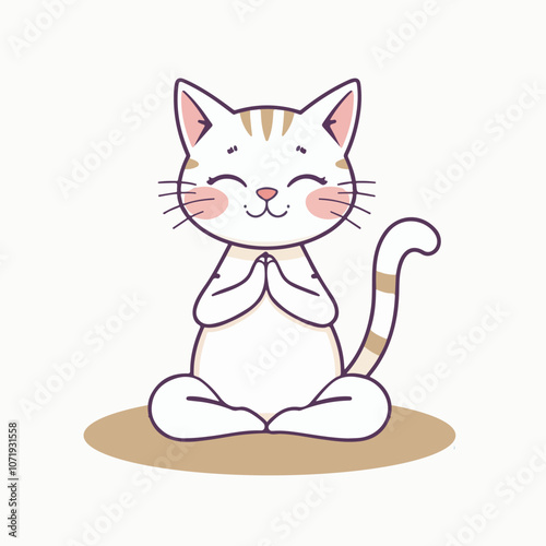 Playful yoga cat cartoon illustration.