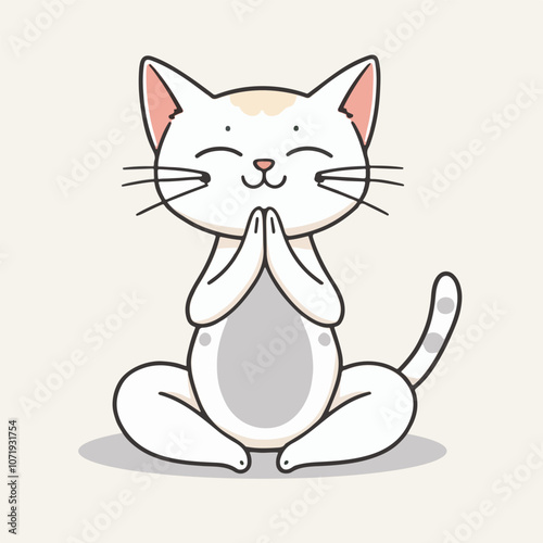 Playful yoga cat cartoon illustration.