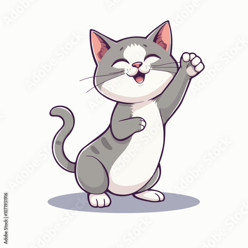 Playful yoga cat cartoon illustration.