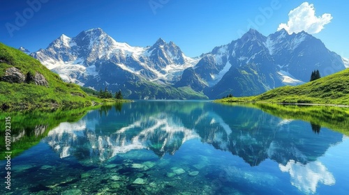 Serene Mountain Landscape with Reflective Waters