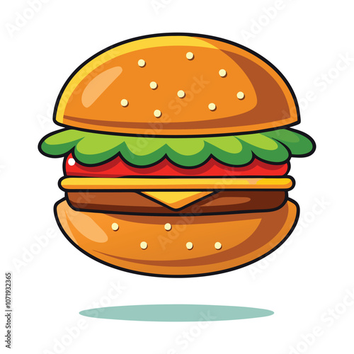 burger vector flat art illustration on white background