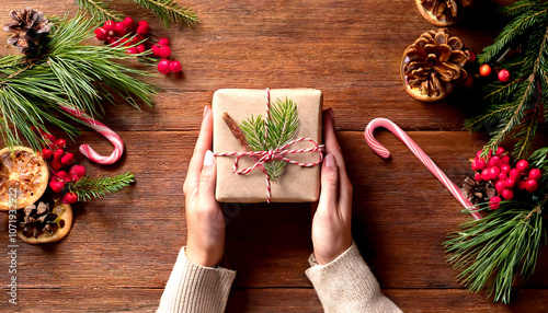 Geschenk auf Holztisch  photo