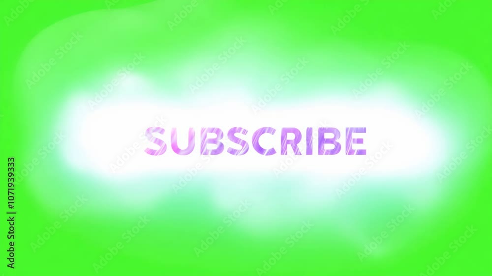 Animated Subscribe button on a green background. Subscribe button with a glow effect