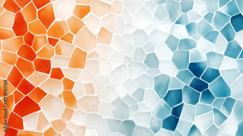colorful mosaic tile pattern featuring vibrant orange, white, and blue hues, creating stunning visual effect. Perfect for artistic designs and backgrounds