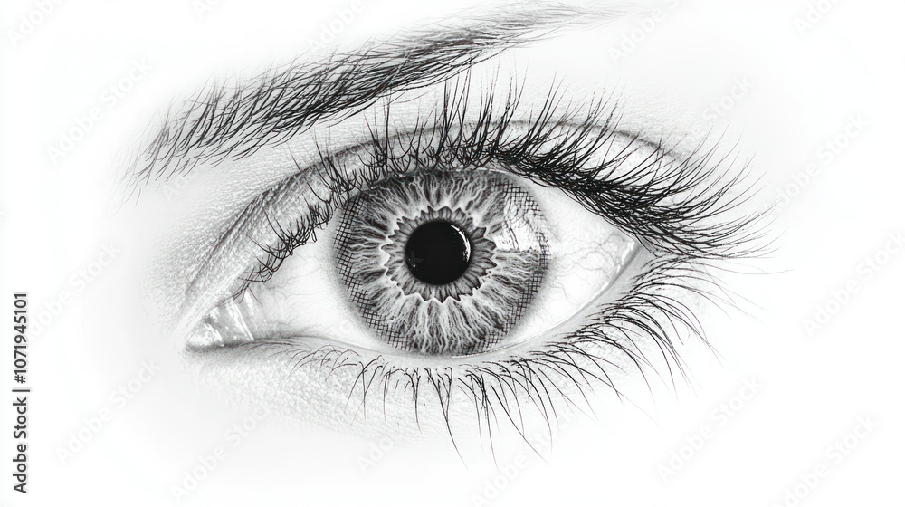 Obraz premium Detailed Artistic Eye Illustration in Black and White