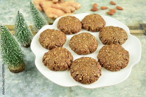 Molasses ginger almond Christmas cookies