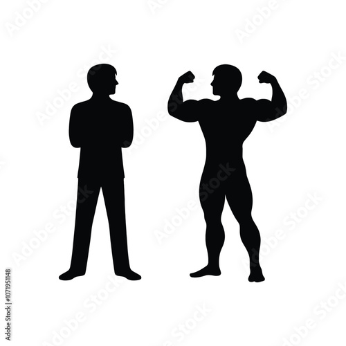 Weak vs Strong Silhouette Design for Fitness Health and Muscle Building Themed Visuals and Illustrations photo