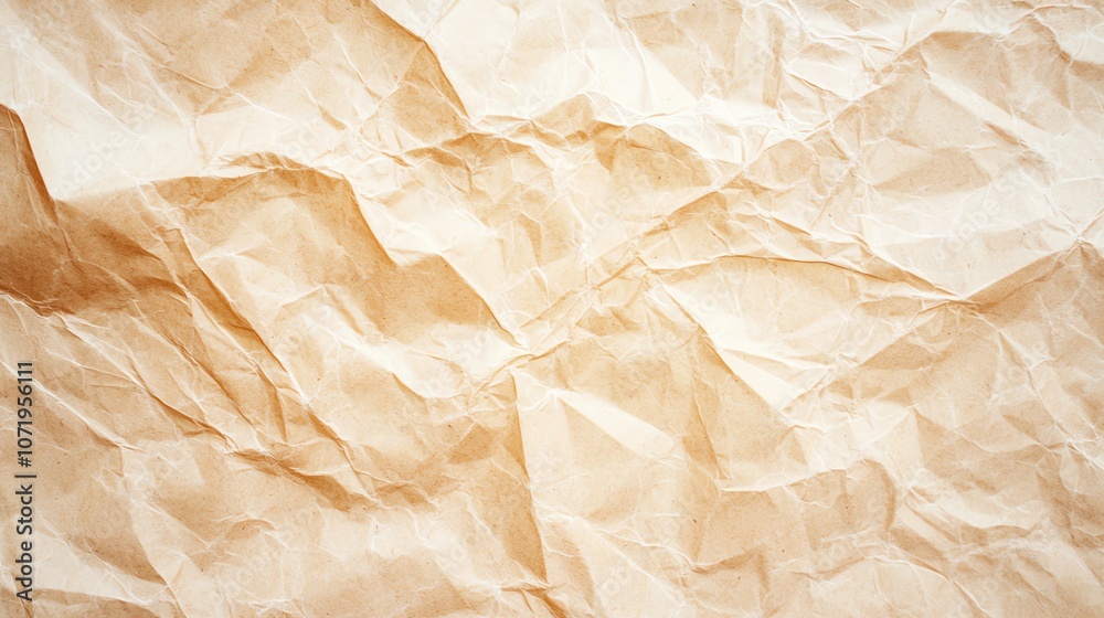 Fototapeta premium Creamy textured paper with crumpled surface.