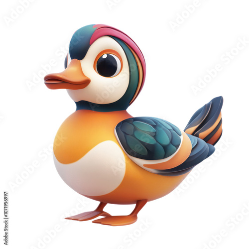 Colorful Cartoon Duck with Stylish Feathers photo