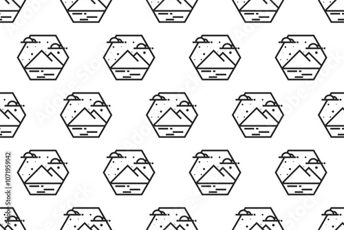 Landscape icon seamless pattern background template