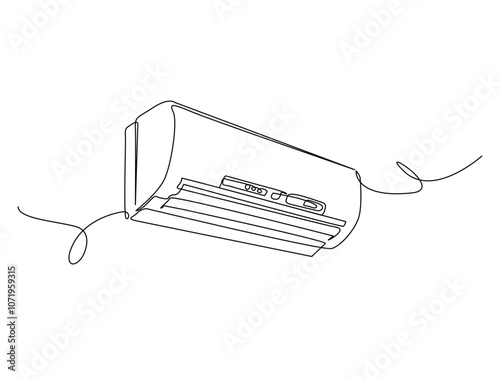 Continuous one line drawing of indoor Air Conditioner. Air conditioner single line art vector illustration. Editable vector.