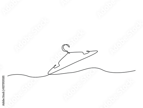 Continuous one line drawing of Clothes hanger. Hanger single line art vector illustration. Editable vector.