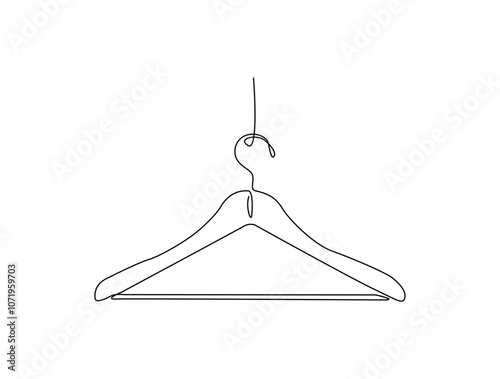 Continuous one line drawing of Clothes hanger. Hanger single line art vector illustration. Editable vector.