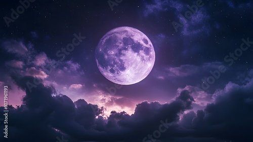 Wallpaper Mural Majestic full moon illuminating a night sky filled with clouds and stars. Torontodigital.ca