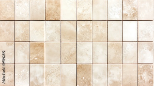 Beige ceramic tiles in a neat grid pattern design photo