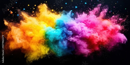 Vibrant Color Explosion in Abstract Artistic Cloud Forming a Stunning Visual Display for Creative Projects and Artistic Expressions photo