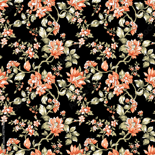Obraz na płótnie seamless beautiful wallpaper cards all over design floral leaf vintage ornament Victorian ethnic geometric print paisley pattern w salonie