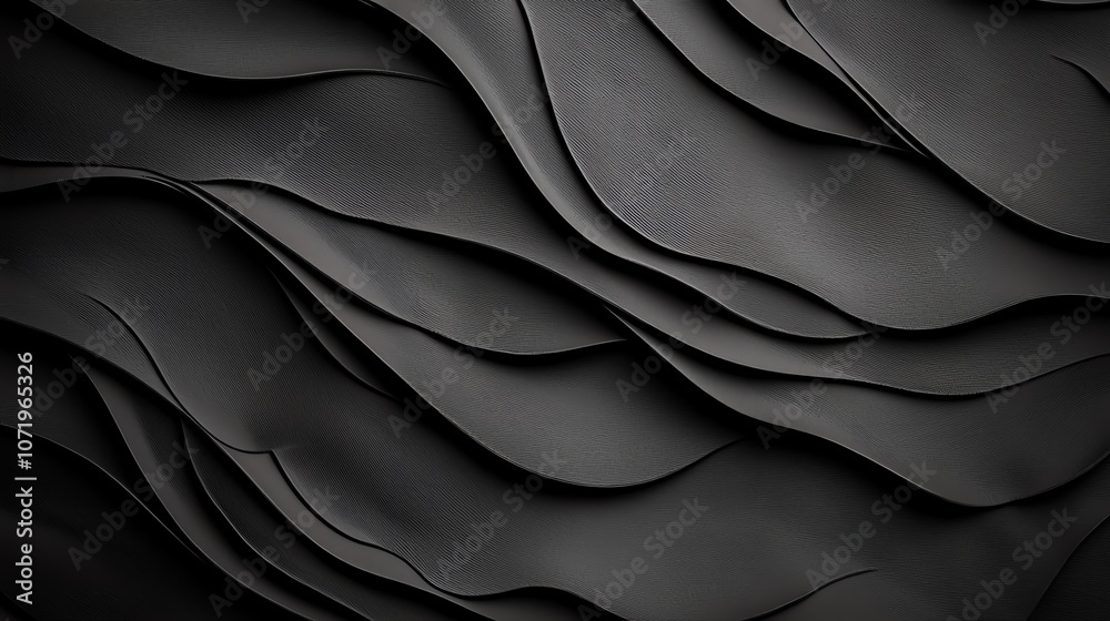 Fototapeta premium Abstract black waves, flowing design texture
