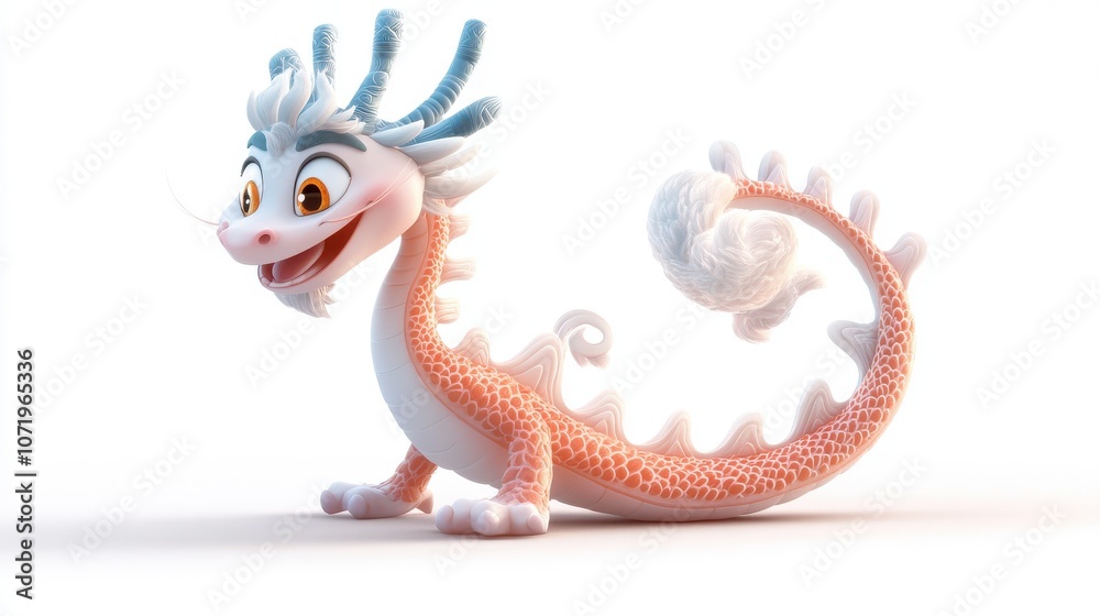 Fototapeta premium A colorful, animated dragon with a playful expression and vibrant design.