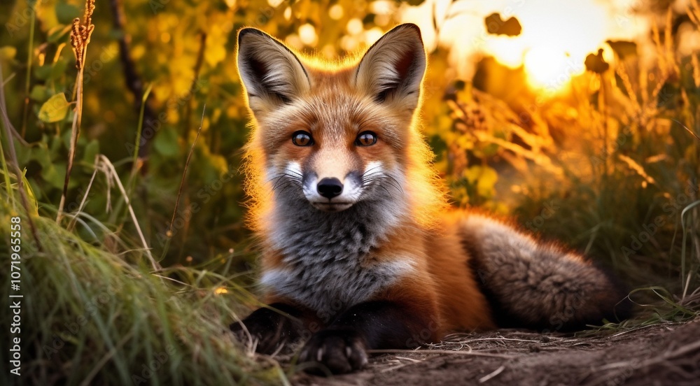 Naklejka premium cute fox in the nature