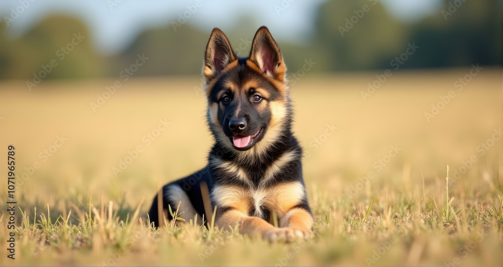 Playful German Shepherd puppy in a field Playful German Shepherd puppy in a field
