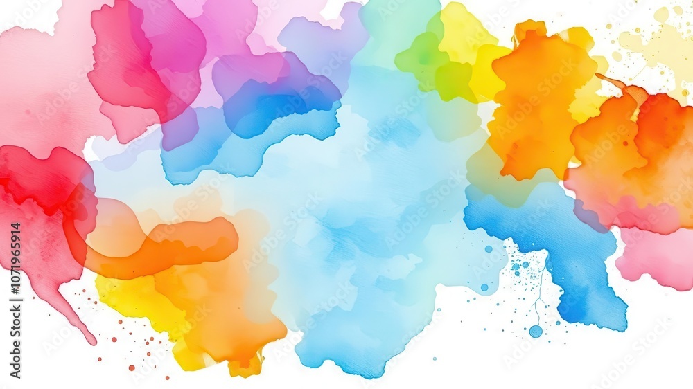 Obraz premium Watercolor painting with vibrant abstract splashes and blurred edges resembling a colorful artistic background, watercolor, paint, water