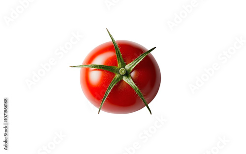 PNG object on clear backdrop. A single fresh cherry tomato on a transparent background, highlighting its vibrant color and freshness. Isolated on transparent background.