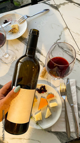 A date with wine and a cheese plate.