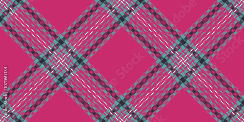Lined seamless fabric pattern, tribal textile plaid tartan. Lovely background vector texture check in pink and cadet blue colors.