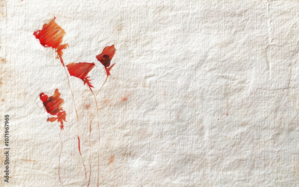 Fototapeta premium A painting of three red flowers on a white background