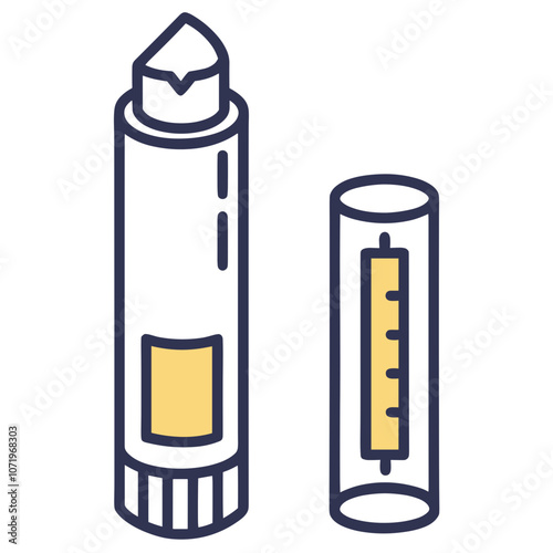 Glue stick and tube icon with simple design and colorful elements