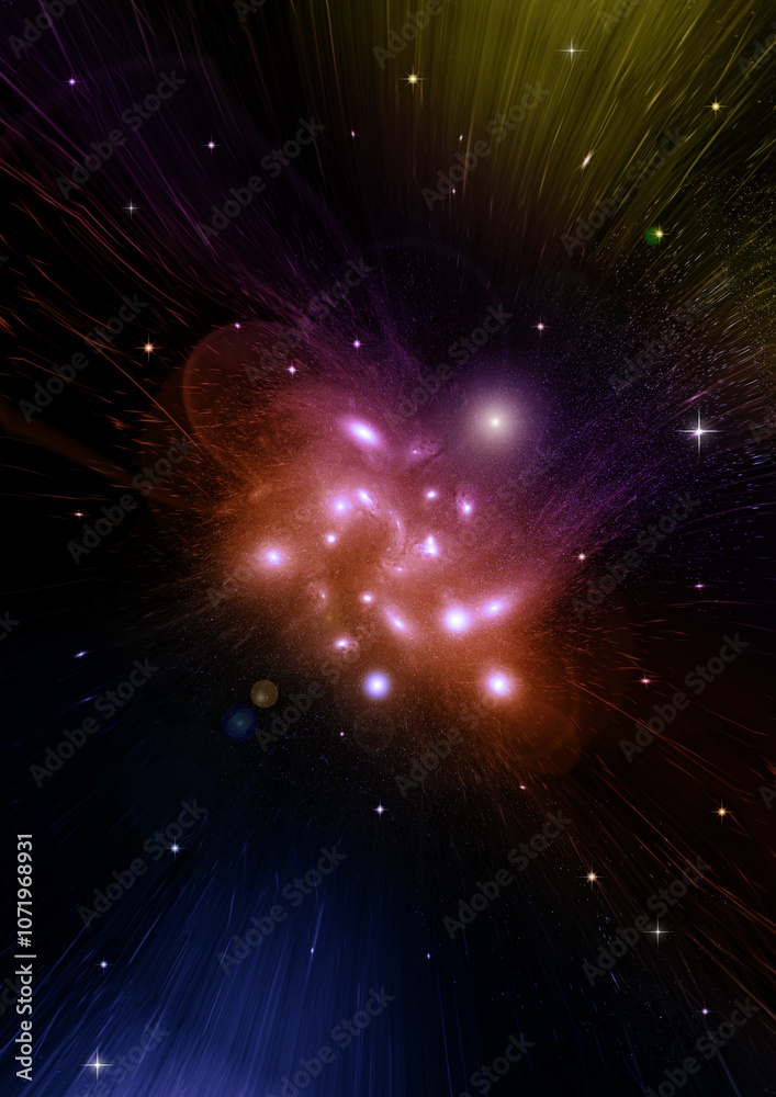 Stars, dust and gas nebula in a far galaxy