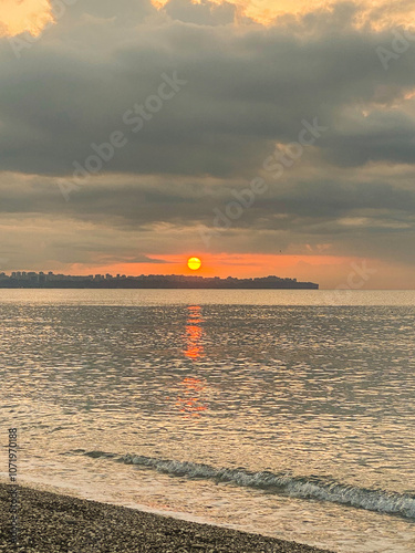 Watching the sunrise on a unique beach.