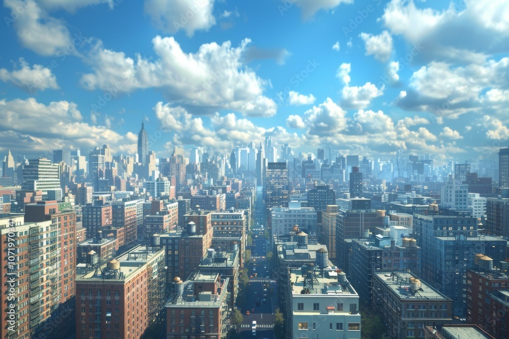 Panoramic View of a Vibrant City Skyline Panoramic View of a Vibrant City Skyline