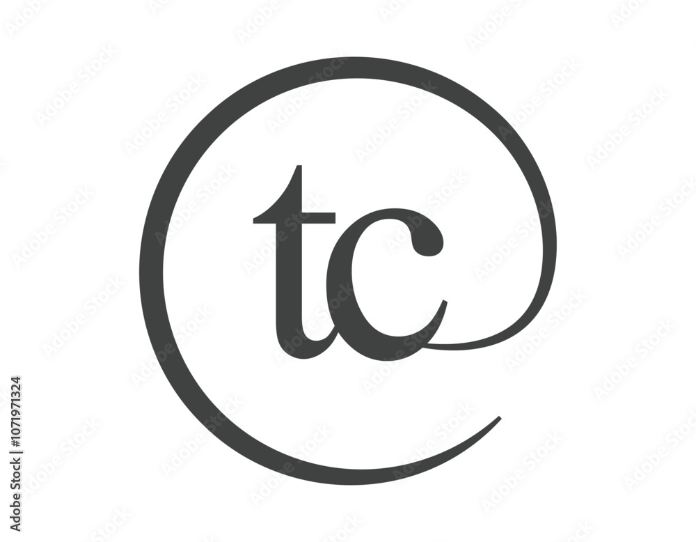 TC logo from two letter with circle shape email sign style. T and C round logotype of business company TC logo from two letter with circle shape email sign style. T and C round logotype of business company
