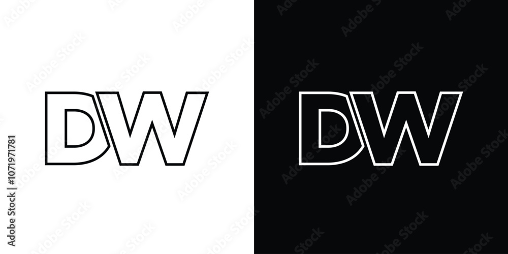 Obraz premium Letter D and W, DW logo design template. Minimal monogram initial based logotype.