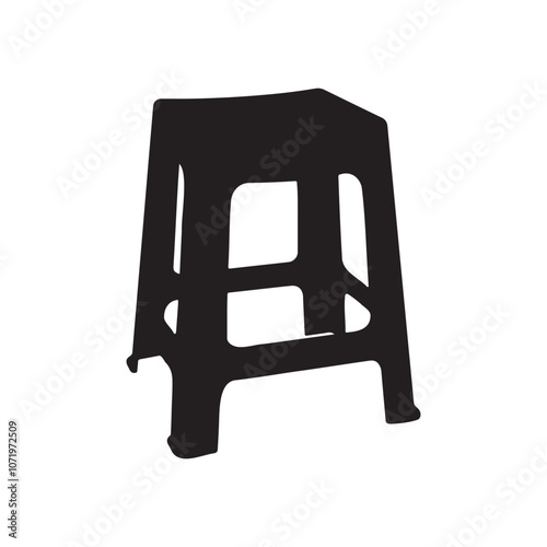Plastic Stool Silhouette Vector Illustration